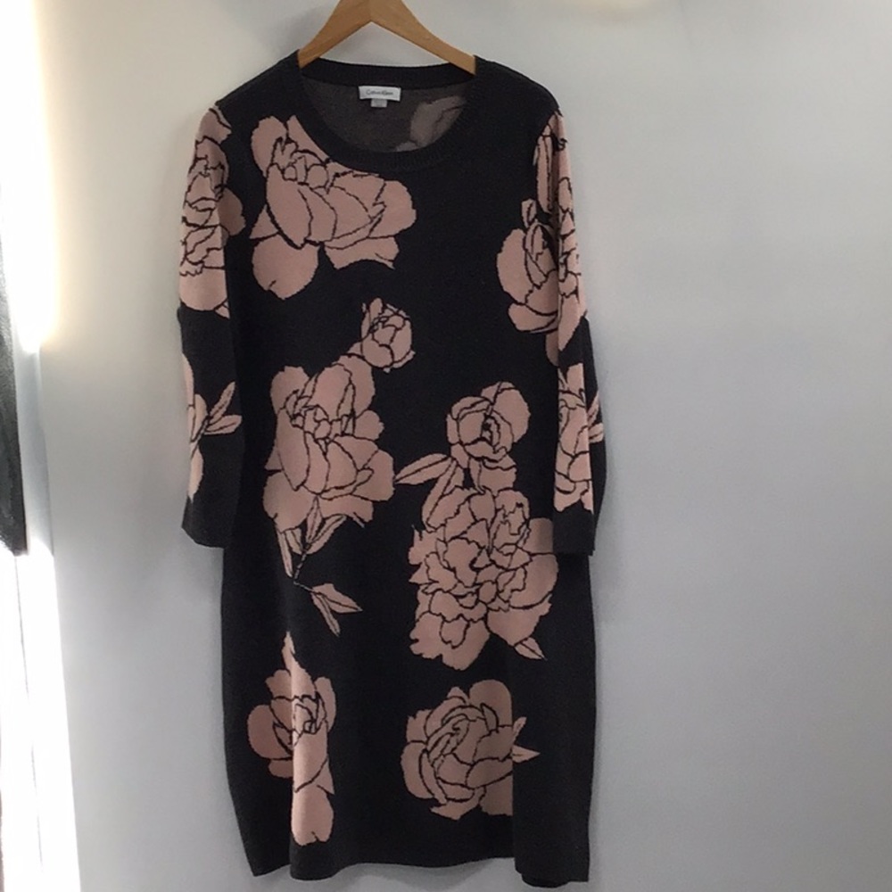 Calvin Klein Pink Floral Bishop Sleeve Dress